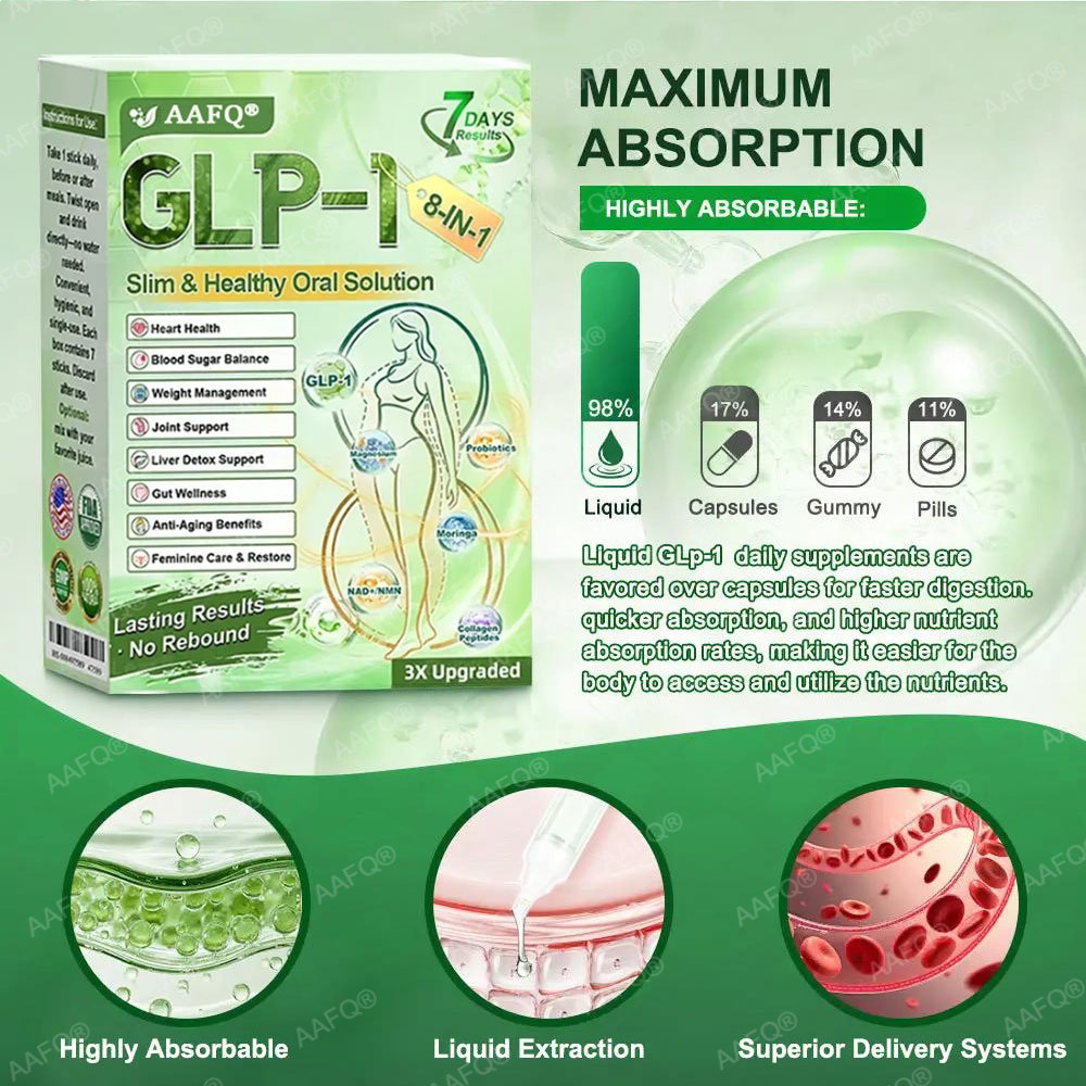 ⭐𝐋𝐢𝐦𝐢𝐭𝐞𝐝-𝐭𝐢𝐦𝐞 𝟖𝟎% 𝐎𝐅𝐅!🏅AAFQ® GLP-1 8-in-1 Slim & Healthy Oral Solution (Once a day, results in 7 days), With 100 Billion CFU Active Probiotics 🌞 For obesity, abdominal bloating, sagging skin, diabetes, low energy, gut health, joint issues, and more