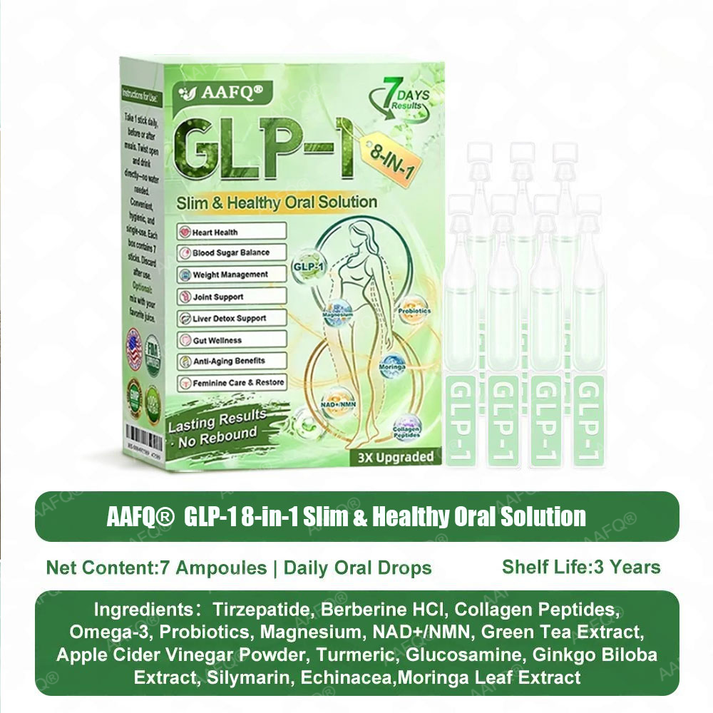 ⭐𝐋𝐢𝐦𝐢𝐭𝐞𝐝-𝐭𝐢𝐦𝐞 𝟖𝟎% 𝐎𝐅𝐅!🏅AAFQ® GLP-1 8-in-1 Slim & Healthy Oral Solution (Once a day, results in 7 days), With 100 Billion CFU Active Probiotics 🌞 For obesity, abdominal bloating, sagging skin, diabetes, low energy, gut health, joint issues, and more